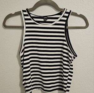 SHEIN Black and White Striped Women's Tank Top